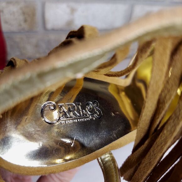 Carlos By Carlos Santana Brulee Gilda Suede Fringe Ankle Strap Heel, Women's 9M - Picture 5 of 12